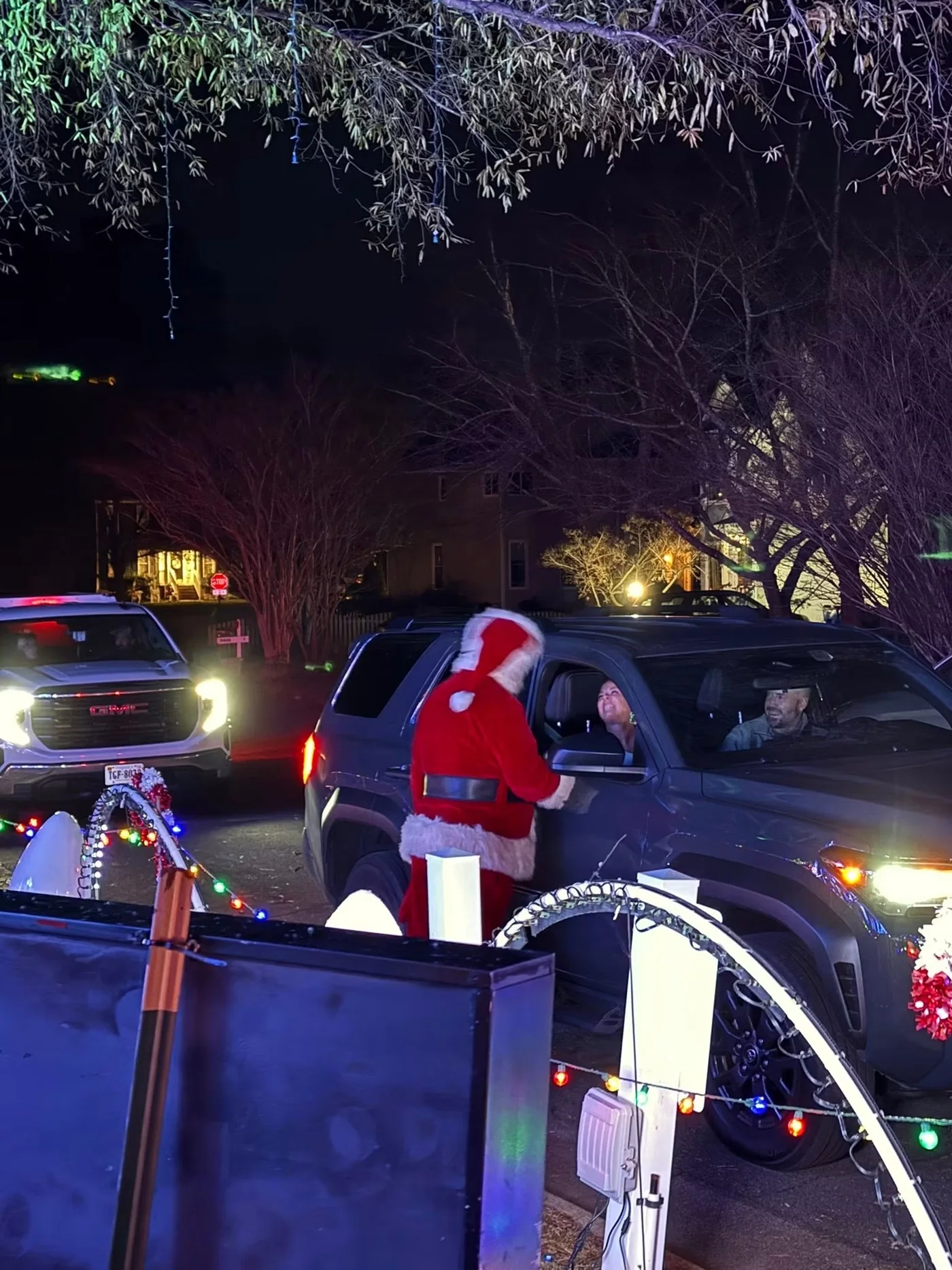 Installing Christmas lights on the roof